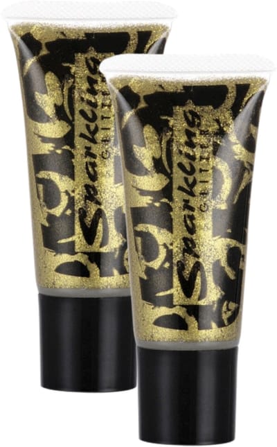 Widmann Glitter schmink - 2x - goud - 25 ml - glitterschmink - glitterverf - glittergel - bodypaint - make-up