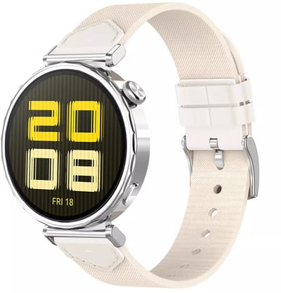 Strap-it Smartwatch bandje 18mm - Nylon hybrid band geschikt voor Huawei Watch GT 5 Pro - 42mm / GT 5 - 41mm / GT 4 - 41mm - Fossil Gen 5e - 42mm / Gen 6 - 42mm - Withings ScanWatch 2 - 38mm / Light / Steel HR - 36mm (sterrenlicht)
