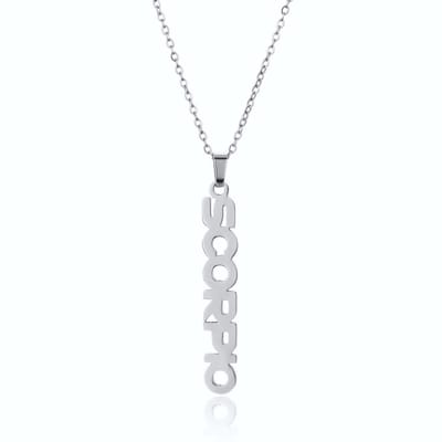 ICYBOY 18K Roestvrije Stalen Ketting Met Zodiac Sterrenbeeld Letters Pendant [Schorpioen] [45 cm] Silver Plating Stainless Steel Letter Necklace Vertical Horoscope Necklace