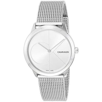 Montre Calvin Klein Ck Série Minimaliste Quartz Mouvement Bracelet Acier Inoxydable Cadran Argenté Montres Unisexes K3M2212Z Regular Watch Box,Silver Dial white