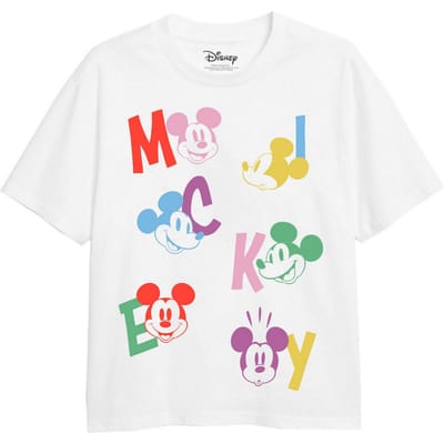 Disney Meisjes Mickey Mouse Letter T-Shirt (Wit)