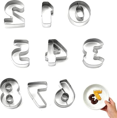 Grote RVS Digitale Koekjesuitsteekvormen 0-8 – 9 Stuks voor Creatief Bakplezier en Taartdecoratie