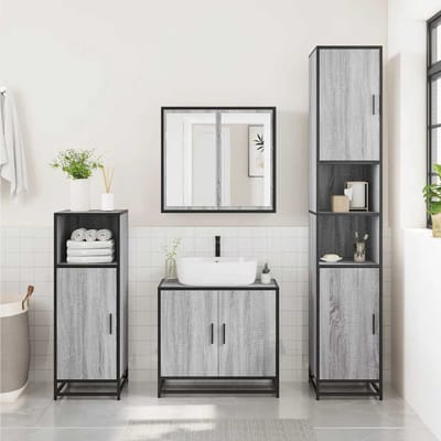 vidaXL - Badkamerkast - 35x37,5x100cm - bewerkt - hout - grijs - sonoma - eikenkleur