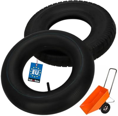 KOTARBAU® Kruiwagenband met Binnenband, Gummi, Zwart, Kruiwagenband – ⌀ 41 cm – 8PR, Binnenband – ⌀ 35 cm, Vervangende Band voor Schubkarre, Tuinwagen