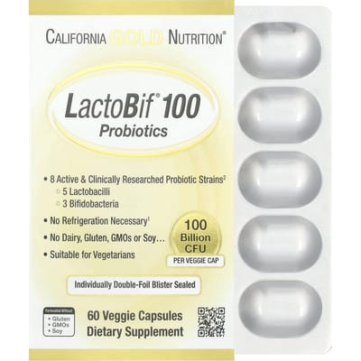 California Gold Nutrition, LactoBif®, 100 miljard CFU, 60 vegetarische capsules