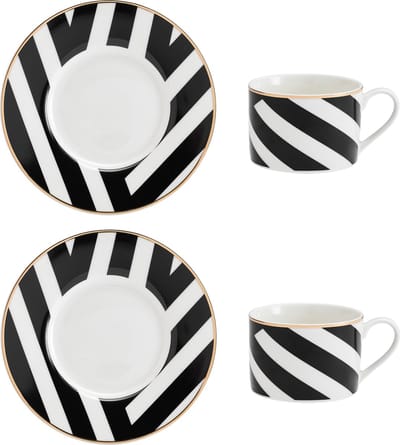 Mikasa - Theekopjes met Schoteltjes - Luxe Deco - Geometric Print - Set van 2 - 200ml