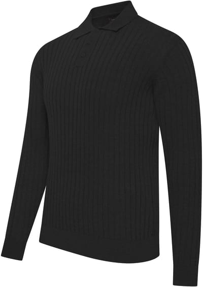 Cappuccino Italia - Heren Trui Massa Knit Polo - Zwart - Maat M