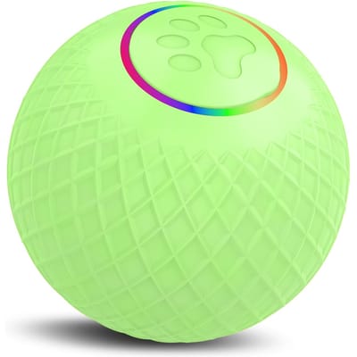 Balle de jouet pour chat, jouet pour animaux de compagnie, boule roulante lumineuse automatique pour animaux de compagnie, Version unique, conception à double Mode No Remote Control vert