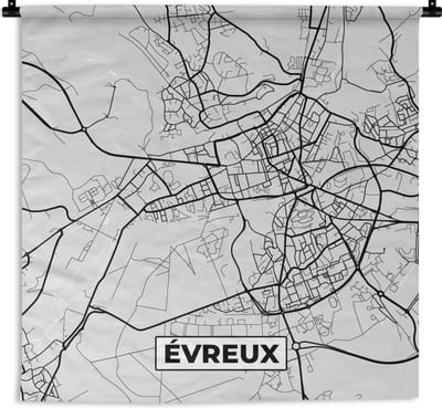 Wandkleed - Wanddoek - Kaart – Stadskaart – Frankrijk - Évreux - Plattegrond - 180x180 cm - Wandtapijt