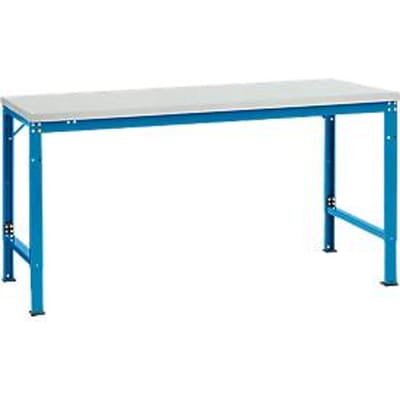 Manuflex basistafel UNIVERSAL Speciaal, 1750 x 1000 mm, melamine lichtgrijs, lichtblauw