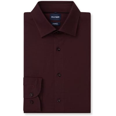 OLYMP 24/7 Luxor modern fit overhemd - tricot - bordeaux rood - Strijkvriendelijk - Boordmaat: 38 (EU maat: S)