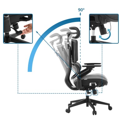Bureaustoel / directiestoel ERGO U2 PRO3 Zitting gaas / rugleuning gaas zwart hjh OFFICE