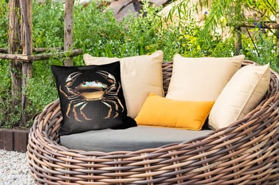 Tuinkussen - Goud - Krab - Dieren - Zwart - 40x40 cm - Weerbestendig