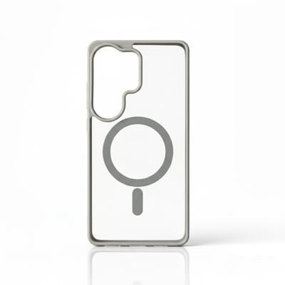 Hoesje Geschikt voor Samsung Galaxy S26 Ultra - Grijs - Casemania Magnetisch Bumper Back Cover Geschikt voor MagSafe - Zachte TPU Rand en Krasbestendige Transparante Achterkant Back Cover