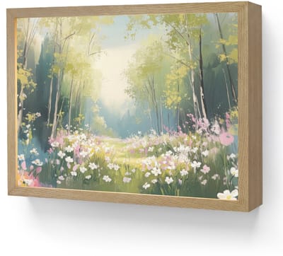 Wandlamp 40x30 cm - Oplaadbaar - Bos - Schilderstijl - Kleurrijk - Wandlampen binnen woonkamer - Slaapkamer lamp - Decoratieve nachtlamp - Vloerlamp draadloos