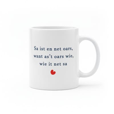 Friese Tekst Mok – “Sa ist en net oars” Quote – 330 ml Keramische Koffiemok Cadeau