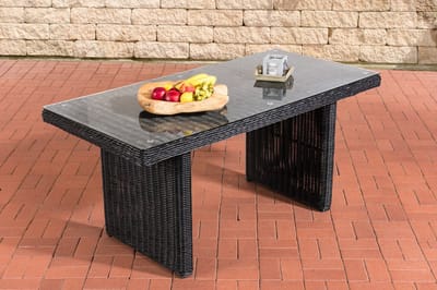 CLP Rotan Eettafel La Gomera zwart 160 cm