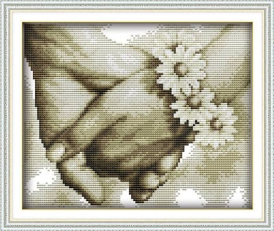 Geavanceerde kruissteekpakketten - Hand In Hand 14 Count 27×21 cm Witte Stof - Creatieve Naaldwerk Kerstcadeaus en Hobbyprojecten