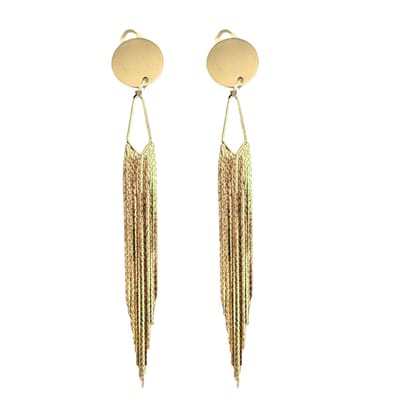 Clip oorbellen -Raya -lang -14 cm -goudkleur-geen gaatje- Charme Bijoux