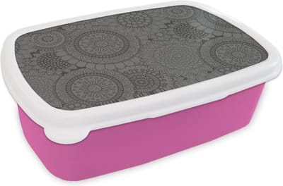 Broodtrommel Roze - Lunchbox - Brooddoos - Design - Bohemian - Zonnebloem - 18x12x6 cm - Kinderen - Meisje