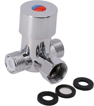 Mengkraan Thermostatisch - Douchekraan Mixer - Water Temperatuur Regelen - Verdikt Messing - G1/2 Draad - Zilverkleurig