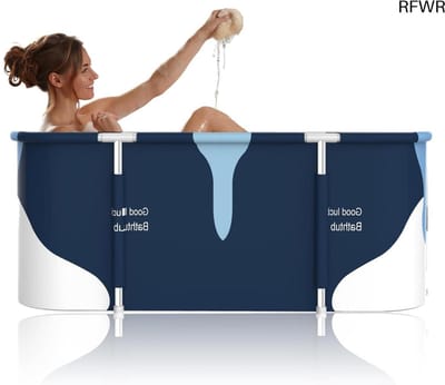 Draagbare Badkuip - Opvouwbaar SPA Bad - Ontspanning Thuis - Extra Groot Formaat - 140x60x50 cm - Wit Blauw