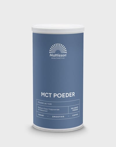 Mattisson - MCT Poeder - Kokosnoot Olie Basis - Lichtzoete Melkachtige Smaak - Medium-Chain Triglyceride Vetzuur - Vegan Voedingssupplement - 160 Gram