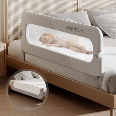 YYchan Opvouwbaar Bedhekje 150 cm Extra Lang - U-vormig Antislip Schuim & Fixatieband - Veilig, Stabiel en Stijlvol - Grijze Bedzijrail