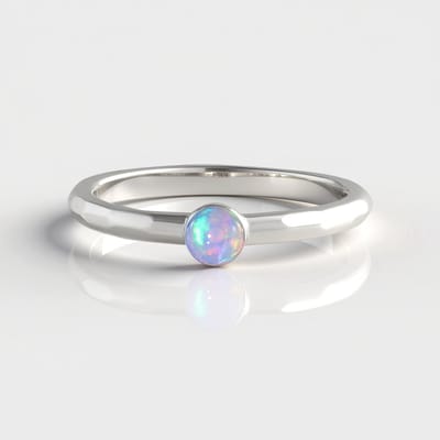 Cavill - Zilveren ring 925 Sterling gepatineerd - Welo-opaal 0,24 ct - Ronde 4 mm - Elegant dames sieraad - Moderne stijl - Blauw groen roze