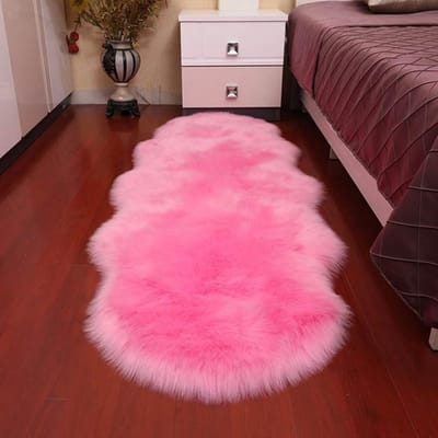 Pluche Zachte Schapenvacht Slaapkamer Tapijt Imitatie Wol Pad Lang Haar Nachtkastje Mat Bank Kussen Tapijten Woonkamer Bont Tapijt 60x180cm
