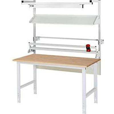 Rau verpakkingstafelsysteem 02 Werktafel serie Tom, B 1500 x D 1000 x H 760-1080 mm, massief beukenhouten blad, tot 500 kg