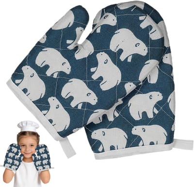 Ovenwanten Voor Kinderen - Schattig Berenpatroon - Hittebestendige Handschoenen - Barbecue Handschoen - Grill & Oven Want - BBQ accessoires -Keukenhandschoenen - Warmte-isolerende handschoenen - Koken - Voor bakken, koken of in de magnetron