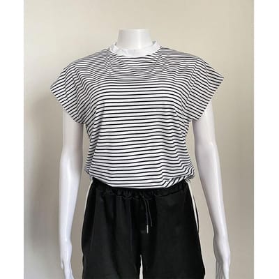 Dames casual shirt met ronde hals en korte mouwen Nieuw gestreept temperament Commuter los T-shirt met korte mouwen S