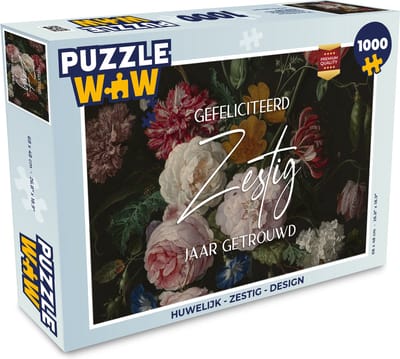 Puzzel Gefeliciteerd zestig jaar getrouwd - Trouwen - Quotes - Spreuken - Bloemen - Legpuzzel - Puzzel 1000 stukjes volwassenen