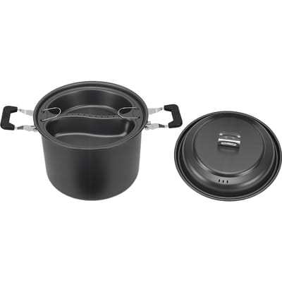6L Kampeer Soeppan 4-7 Personen Anti-aanbak Dubbele Smaak Buiten Kookpan Kookgerei voor Picknick Wandelen Grijs gray