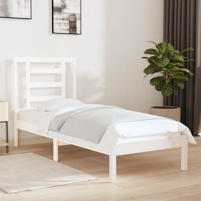 vidaXL - Bedframe - massief - hout - wit - 75x190 - cm