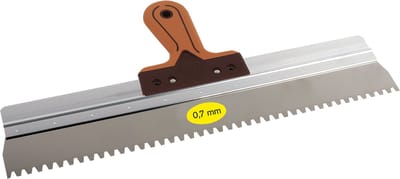 Spackmes - Super Prof - getand 7x9x3mm aluminium 480x0,7 mm RVS met Supersoft-handgreep
