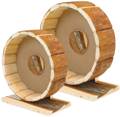 BioBedding – Houten Renrad Ø 23 cm voor Kleine Knaagdieren – Stil Loopwiel met Gesloten Loopvlak – Ø 23 cm – Natuurlijk Hout – Vrijstaand & Veilig – Geschikt voor Gerbils, Dwerghamsters en Muizen