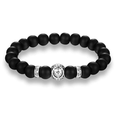 Leeuw / Leo Kralen Armband Heren Dames - Astrologie - Sterrenbeeld - Zwart - Armbanden - Papa Cadeau Voor Mannen - Vaderdag