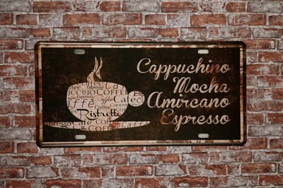 Wandbord - Cappuchino Mocha - Metalen wandborden - Mancave decoratie - Metal sign - Tekst bord - Metalen bord - UV bestendig - Eco vriendelijk - Cadeau - Wand bord - Uniek - Metalen decoratie - Bar d