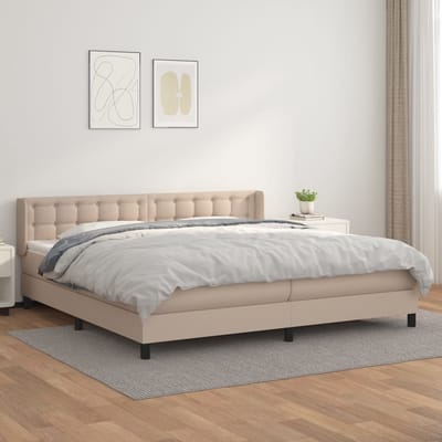 vidaXL - Boxspring - met - matras - kunstleer - cappuccinokleurig - 200x200 - cm