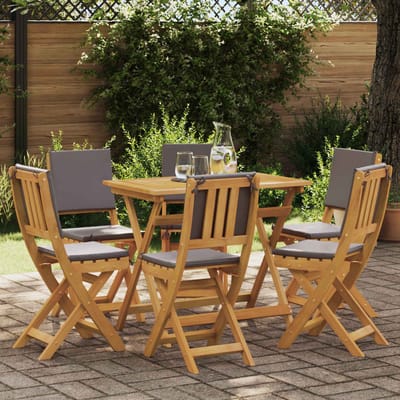 vidaXL - Bistrostoelen - voor - buiten - 6 - st - Donkergrijs - Massief - Acacia - Hout