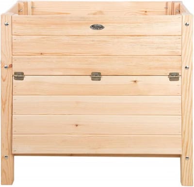 Esschert Design Plantenbak met opbergruimte Fancy Flames verhoogde tuinbak 65 Liter naturel/bruin 78,8 x 40,6 x 78 cm FSC hout