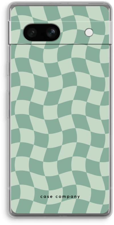 Case Company® - Hoesje geschikt voor Google Pixel 7A hoesje - Grid Groen - Soft Cover Telefoonhoesje - Bescherming aan alle Kanten en Schermrand