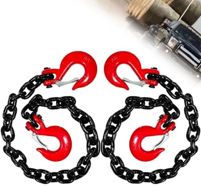 3/8 Inch Trailer Safety Chain Drag Chain with Clevis Safety Hooks - 7250LBS Workload - 36 Inch Heavy Duty Transport Chain Holder