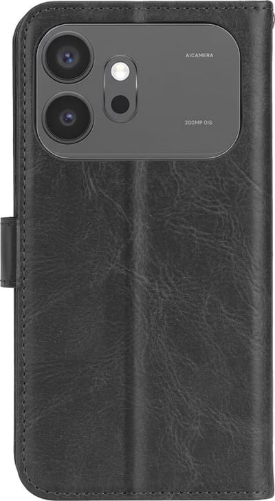 Mayaxess, Portemonnee Hoesje Geschikt Voor Honor 600 / 600 Pro met Standaard en Polsbandje, Zwart