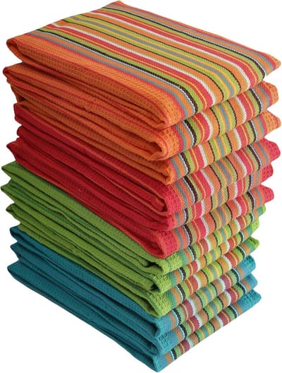 Multifunctionele Keukenhanddoeken - Set van 8 Zachte, Absorberende Theedoeken met Wafeldesign (100% Katoen)