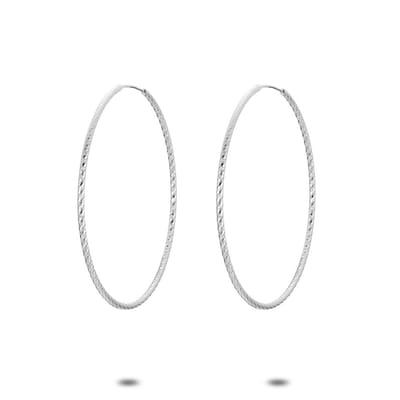 Twice As Nice Oorringen in zilver, gehamerd, 33 mm