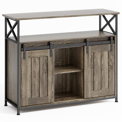 Xbro Keukenkast met Schuifdeuren – Buffetkast met Verstelbare Plank – Dressoir voor Woonkamer of Keuken – 100x33x80 cm