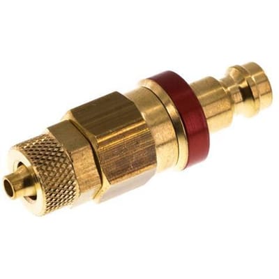 Messing DN 5 Rood Luchtkoppeling Insteeknippel 4x6 mm Push-On Double Shut-Off - CLP5-N-B-RED-SV-4